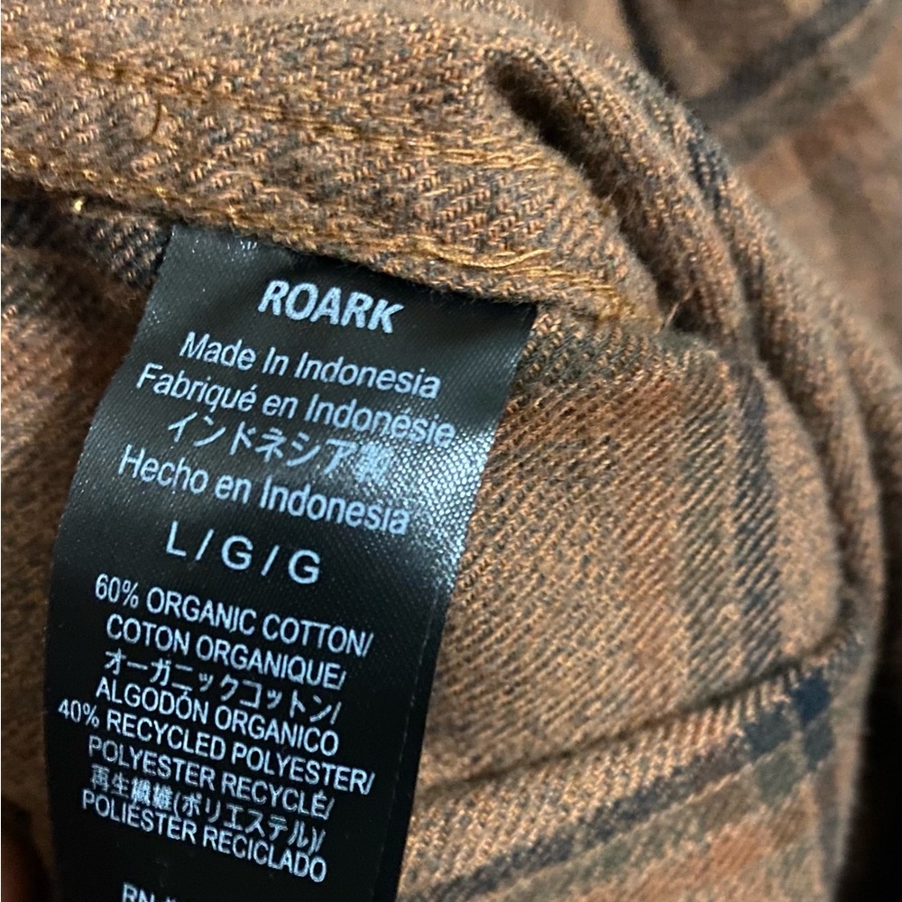 Roark Earthy Tone Checkered Flannel Outdoors Brown Black Shirt - Picture 6 of 9
